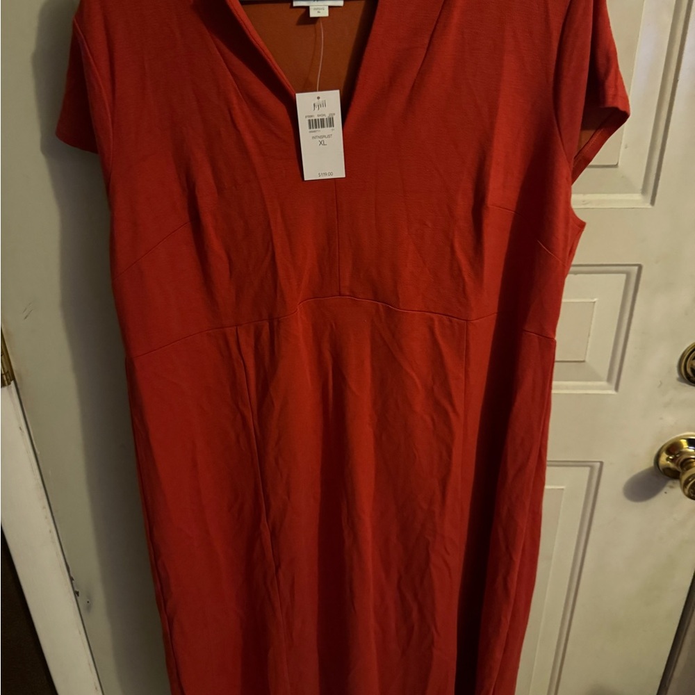 COPY - J. Jill Red Sheath Maxi Dress with V-Neck
